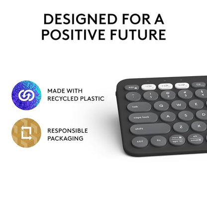 Logitech Pebble Keys 2 K380s Keyboard, Bluetooth, Wireless - Graphite - color: Graphite