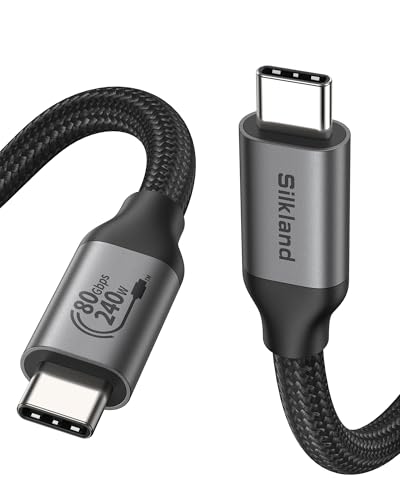 Silkland 80Gbps USB 4 for Thunderbolt 5 Cable 3.3FT, [USB-IF Certified] 120Gbps Bandwidth for 16K/Dual 8K, 240W, Braided USB C Video Cable Compatible Thunderbolt 4,SSD,MacBook M4 Pro, iPhone17, Dock - size: 3.3 Feet