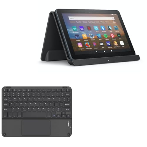 BoxWave Keyboard Compatible with Amazon Fire HD 8 (10th Gen 2020) - SlimKeys Bluetooth Keyboard with Trackpad, Portable Slim TouchPad - Jet Black