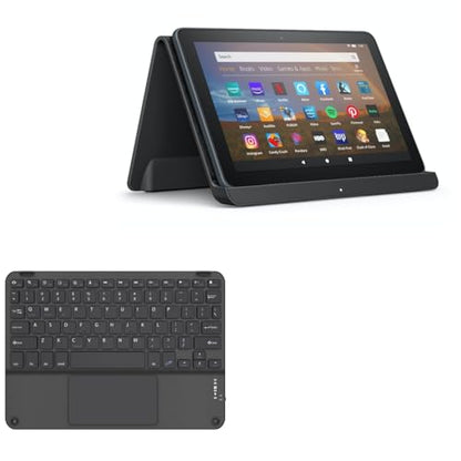 BoxWave Keyboard Compatible with Amazon Fire HD 8 (10th Gen 2020) - SlimKeys Bluetooth Keyboard with Trackpad, Portable Slim TouchPad - Jet Black