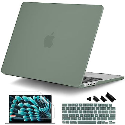 for MacBook Air 15 Inch Case M5 M4 M3 M2 (2026-2023) A3448 A3241 A3114 A2941, Protective Hard Shell Cover Compatible with Touch ID & Liquid Retina Display - Midnight Green - color: Matte Midnight Green