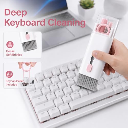 Electronics Cleaning Kit, Keyboard Brush, Earbud Cleaner Tool, Phone Screen Cleaner, Portable Dust Removal Set for Computers, Laptops, Tablets, Phones, Headphones - color: Pink