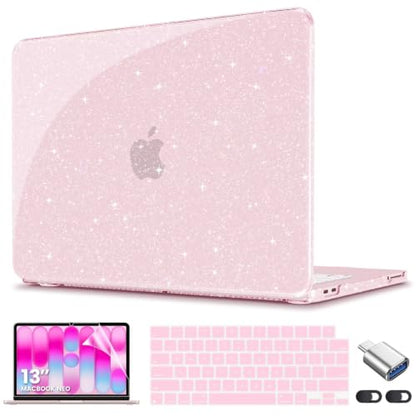 CISSOOK for MacBook Neo 13 inch Pink Case Glitter Blush 2026 Model A3404 | 5in1 Set Hard Shell Case, A18 Pro Chip, Keyboard Cover, Screen Protector, Scratch Resistant, Ultra-Thin, for Office & Travel - color: Glitter Blush