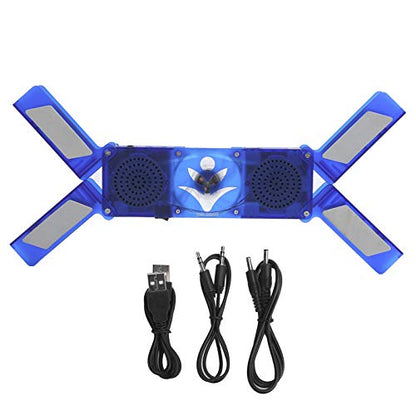 DR - 2009 Laptop Cooling Pad, Foldable USB Notebook Cooler with Dual LED Fans & Stereo Speakers, Portable Laptop Cooling Fan for Gaming, Work, and Streaming