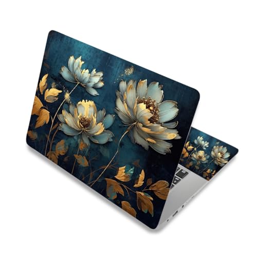 Laptop Skin Sticker Decal 15-15.6 inch, Universal Soft Vinyl Sticker for 12.1 13 13.3 14 15.4 Inches Laptop Netbook Notebook Art Case Protector, Golden Flower - color: Golden Flower