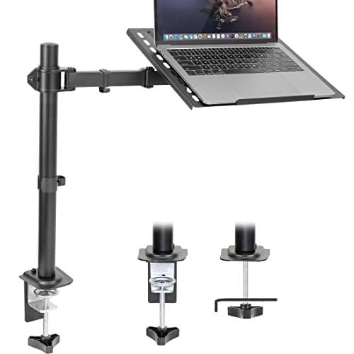 Mount-It! Laptop Desk Mount, Fully Adjustable Ergonomic Laptop Arm with Vented Tray, Cable Management, Clamp and Grommet Base, Fits Laptops up to 17 Inches, Black