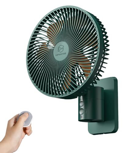 LEMOISTAR 8 Inch Small Wall Mounted Fan with Remote Control, 90° Oscillating, 4 Speeds High Velocity, Timer, Adjustable Tilt, 70 Inch Cord, Quiet, for RV Bedroom Home Office Garage-Green&Orange - color: 8 Inch Green+Orange