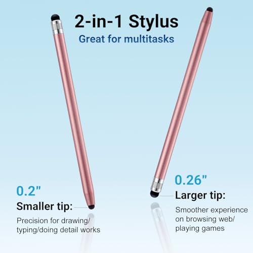 12Pcs Rose Stylus Pen for Touchscreen, 2-in-1 Stylus Pen for iPad | High Precision & Sensitivity, Aluminum Body, Suitable for iPad iPhone Android Smartphone Tablet Switch and All Touch Screens - color: 12 Rose Gold