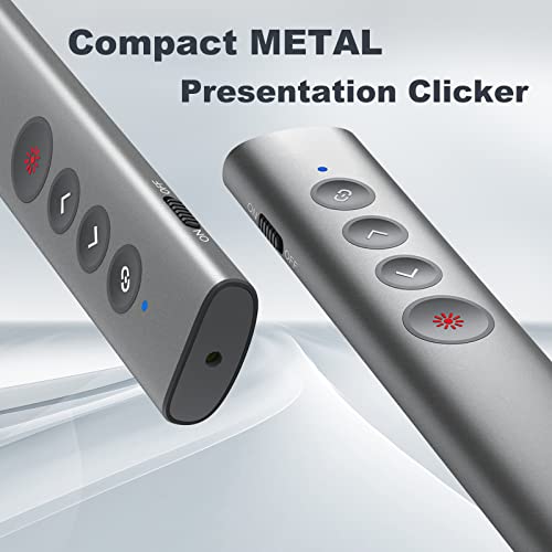 Rechargeable Hyperlink Presentation Clickers for PowerPoint, USB-C/A Presentations Power Point Remote Clicker, Wireless Presenter Remote for Computer/Mac/PPT/Google Slide Advancer - style: Metal 01 Red Laser