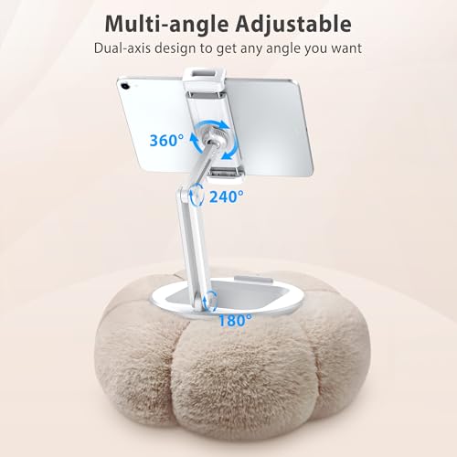 CreaDream Pumpkin Tablet Pillow Stand, Adjustable Pillow Stand for Lap Bed | Detachable Snack Bowl, Fits 4.7"-13" Kindle, Tablets, iPad, Soft Plush Fabric, for Reading on Bed, Couch, Khaki - color: Khaki