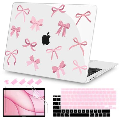 Teryeefi Case for MacBook Air 13 inch M1 A2337 A2179 A1932 2018 2021 2020 2019 2018 Release, Plastic Hard Shell Case & Keyboard Cover & Screen Protector, Cute Pink Bows - color: Cute Pink Bows