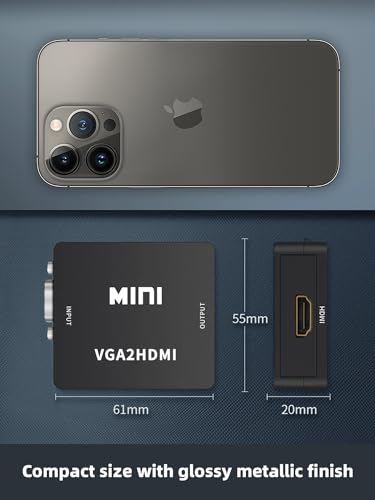 VGA to HDMI Adapter with Audio, VGA to HDMI Converter, for Computer/Laptop to Monitor/TV