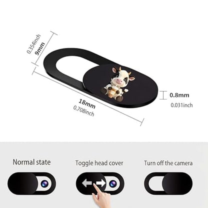 3pcs Plastic Camera Cover Webcam Cover Cow Drinking Tea Shutter Slider for PC Laptops Phone Lens Sticker for Privacy Protection. Ideal Gift for Christmas, Birthday, Anniversary Day