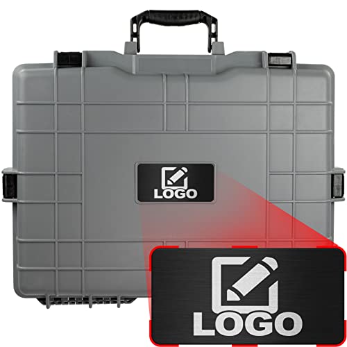 Eylar Large 22 inch Protective, Camera, Tools, Equipment Laptop Hard Case with Custom Logo Engraved Plate Waterproof with Foam (Gray) - color: Gray