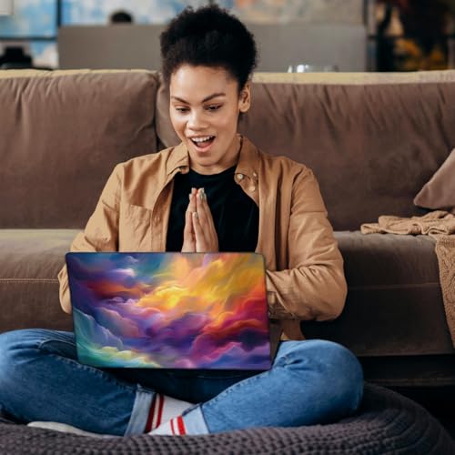 SUPERDANT Laptop Skin Sticker Cloud Ombre Laptop Decals Personalized Universal Notebook Computer Wrap Vinyl Skin Stickers Cover Art Decal Removable 12-15.6 Inch Waterproof Scratch-Resistant Gifts - style: Colorful Clouds