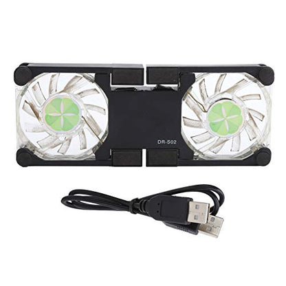 ASHATA Portable Laptop Cooling Pad with Antiskid Mount, Light Emitting Fan, USB Foldable Heat Dissipation Stand for Notebook Computer, Black