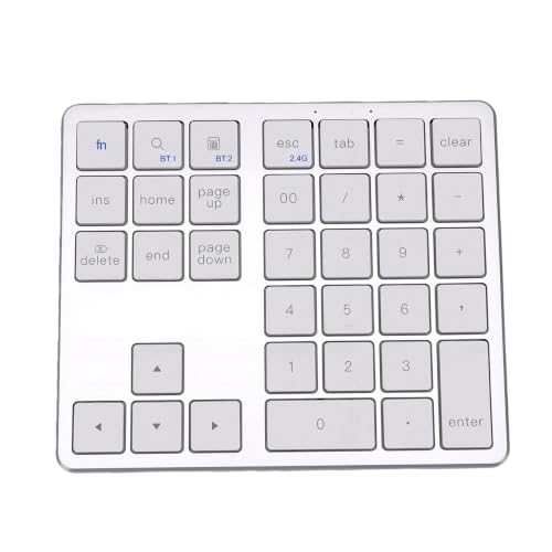 EBTOOLS 35 Key Wireless Number Pad, Bluetooth 5.0 2.4G Dual Mode Rechargeable Numeric Keypad with Scissor Switch, for Laptop PC Desktop (White) - color: White