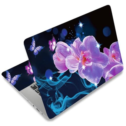 SUPERDANT Flashy Phalaenopsis Laptop Skin Sticker Decal Flower Universal Laptops Notebook Skin Sticker 12 13 13.3 14 15 15.4 15.6 Inches Vinyl Laptop Cover Stickers Removable Waterproof Black Purple