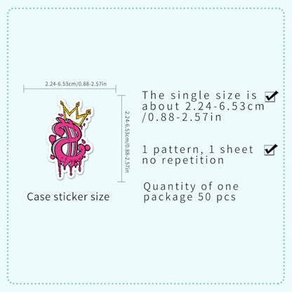 50Pcs Pink Money Stickers Y2K Vinyl Set | Aesthetic money themed waterproof vinyl decals for laptops, water bottles,phone cases, DIY crafts and personal decor. - style: Pink Money Stickers