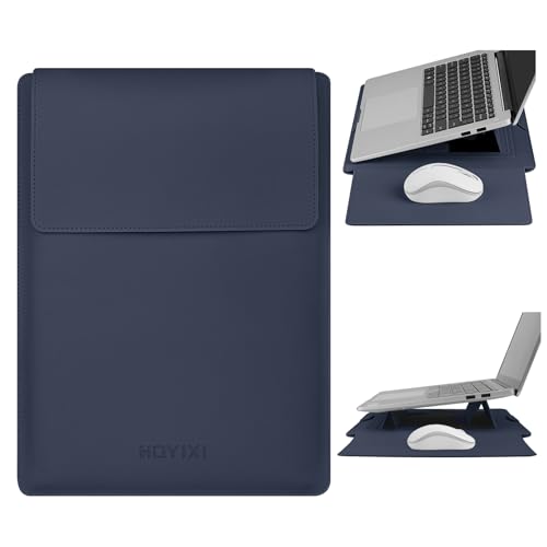 HoYiXi 13.3'' /13.6'' Laptop Sleeve Case PU Leather with Stand Compatible with MacBook Pro 14/MacBook Air 13(M1 M2)/ASUS Vivobook 14/Dell XPS 13/ASUS Matebook,13-14'' Laptop Bag,Blue - color: Blue, size: 13.3'' / 13-14 Inch Laptop