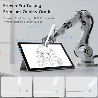 Rechargeable MPP 2.0 Tilt Pen for HP/Surface/Kobo, 4096 Pressure & Magnetic | Two Side Button, Palm Rejection Stylus for Surface Pro 11-3, Laptop/Book/Go/Studio for Students Artists Drawing Note-Taking - color: White