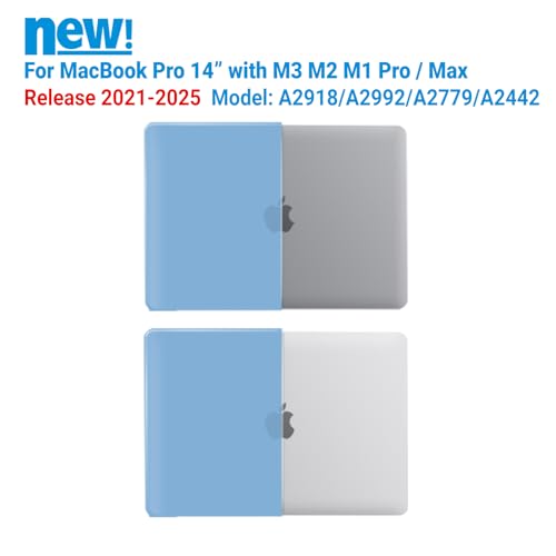 IBENZER Compatible with MacBook Pro 14 Inch Case 2026 2025 2024 2023 2022 M5 M4 M3 M2 M1 A3434 A3112 A3185 A3401 A2918 A2992 A2779 A2442 Mac Pro/Max,HardShellCase&KeyboardCover,AiryBlue,T14ARBL+1 - color: Airy Blue, size: For Macbook Pro 14" with Touch ID