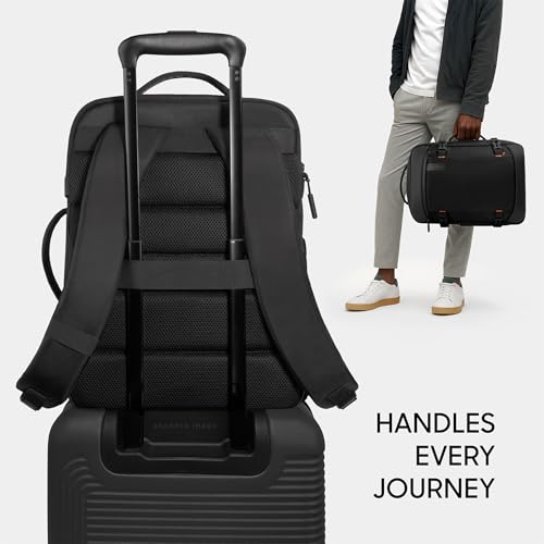 Sharper Image Travel Backpack for Men & Women 23L TSA Flight Ready Weekender Bag for Carry On Luggage, Fits 17” Laptop, Water Resistant Casual Daypack for Traveling, Black (Venture Collection)