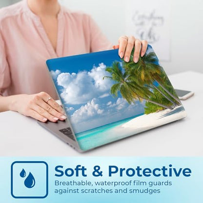 Reusable Universal Laptop Skin Sticker, Cut to Fit for 11.6–15.6 Inch Laptops, Waterproof Protective Film, No-Residue - Tropical Beach - color: Tropical Beach