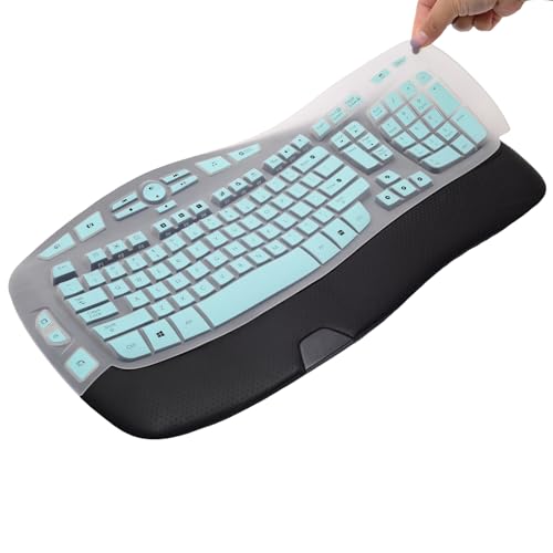 Keyboard Cover for Logitech K350 MK550 MK570 Wireless Wave Keyboard,Dust-Proof Silicone Keyboard Protector Skin for Logitech K350 MK550 MK570 Keyboard Protective Accessories(Gradient Mint) - color: Gradient Mint