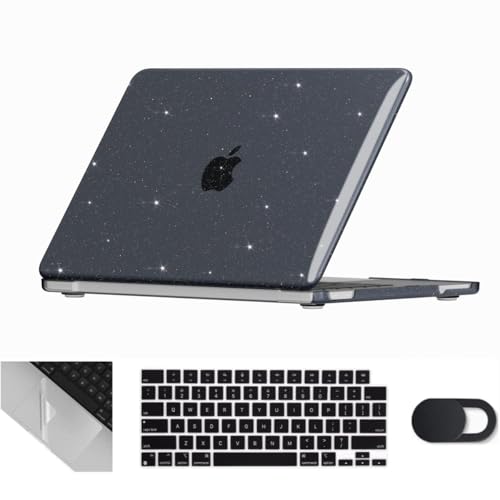 Se7enline for MacBook Neo Case 13 inch 2026 Model A3462,Glitter Black | Crystal Glitter Bling Matte Hard Shell Laptop Case with Keyboard Cover Anti-Scratch Heat Dissipation Full Port Access - color: Glitter Black, size: 13 Inch