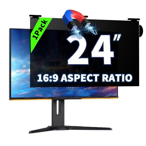 24 Inch Magnetic Hanging Computer Privacy Screen for 16:9 Widescreen Monitor, Removable Privacy Screen Anti Glare Blue Light Computer Screen Privacy Shield, Anti-Scratch 24in Protector Film - color: 1 Pack Magnetic Hanging 24 Inch for 16:9