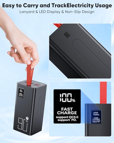 90000mAh High Capacity Power Bank, 30W Fast Charging Portable Charger PD&QC 3.0, 5 Output 2 Input Large Powerbank with LED Display USB C Battery Pack Charger Portable for Outdoor Camping Travel - size: 90000mAh
