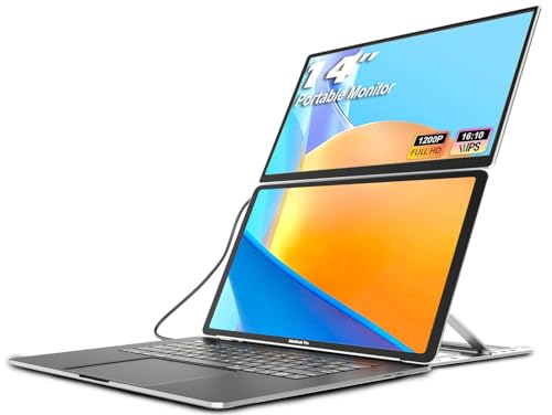 KEFEYA Laptop Screen Extender Portable Monitor, 14" FHD IPS 1200P Travel Dual Second Monitor for Laptop - size: 14" Dual Screen