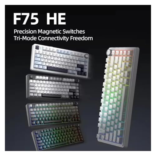 F75HE Mechanical Keyboard Magnetic Switch 75% 80 Keycaps 8K Polling Rate Tri-Mode RGB Hot Swap F75 Wireless Gaming Keyboard(Gradient Gray) - color: Gradient Gray