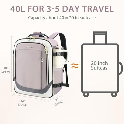 KROSER Laptop Backpack Computer Backpack 17 Inch Men-Beige/Dusty Pink/Grey | 40L Large Laptop Water-Repellent Travel Backpack Casual Daypack for Business/College/Women - color: Beige/Dusty Pink/Grey