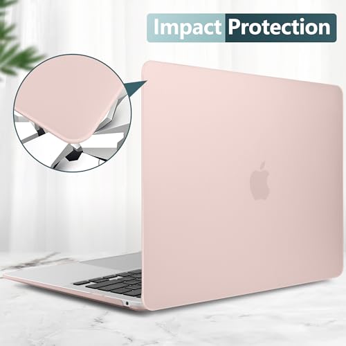 DONGKE for MacBook Air 13 inch Case 2021 2020 2019 2018 Release A2337 M1 A2179 A1932, Plastic Hard Shell Case & Keyboard Cover Compatible with MacBook Air 13 inch Retina Fits Touch ID, Chalk Pink - color: Chalk Pink