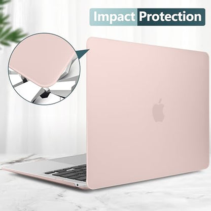 DONGKE for MacBook Air 13 inch Case 2021 2020 2019 2018 Release A2337 M1 A2179 A1932, Plastic Hard Shell Case & Keyboard Cover Compatible with MacBook Air 13 inch Retina Fits Touch ID, Chalk Pink - color: Chalk Pink