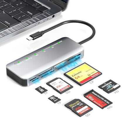 Memory Stick Pro Duo Card Reader, 7 in1 Memory Stick Pro Duo Adapter USB C for SD/TF/CF/XD/MS, Multi Card Reader for Camera, Game Trail Camera, Phone, Tablet, Laptop, Android