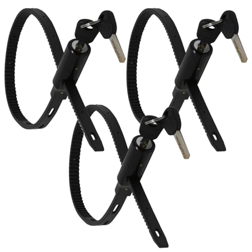 Urban August Multi-Purpose Keyed Adjustable Zip Tie Lock - 3 Pack Keyed Alike - Black Stainless Steel Refrigerator Cabinet Bike Stroller Helmet Lock - color: Black - 3 Pack Keyed Alike, size: Keyed Type