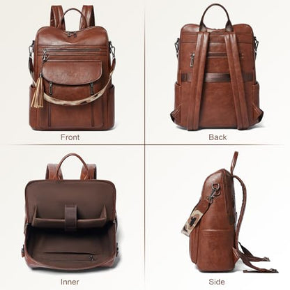 Laptop Backpack for Women 15.6 inch,Travel Leather Backpack Purse Nurse Teacher Carry on Backpack Computer Bag,Professional Water-Resistant College Business Work Casual Daypack,Chocolate Brown - color: Brown01