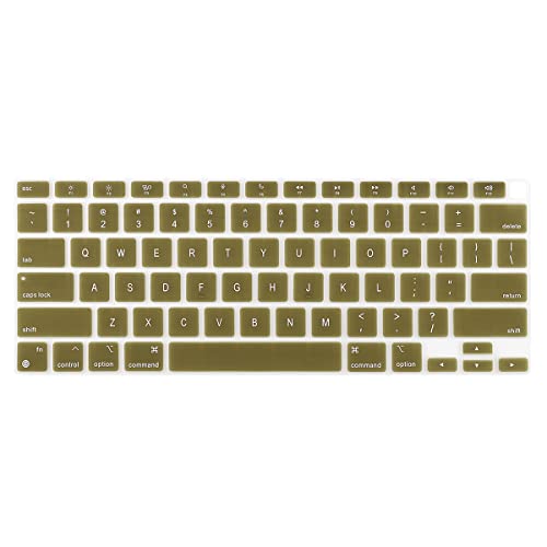 Batianda Ultra Thin Silicone Keyboard Cover for New MacBook Air 13 Inch 2020 2021 M1 Chip Model A2337 (with Touch ID & Retina Display) Waterproof and Dustproof Durable Laptop Protector, Army Green - color: Army Green