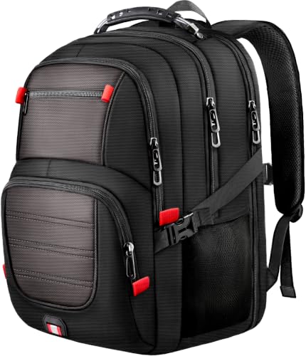 55L Gaming Laptop Backpack, Fits 18.4-19" Laptop, Grey | 180° TSA-Friendly Carry On Design with Padded Laptop Compartment, Water-Resistant, Adjustable Strap, Handle for Men Women - color: Grey, size: 18.4 Inch（21.6"x15.4"x9.8"）