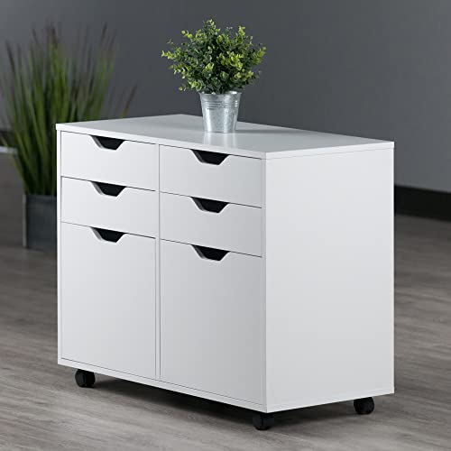 Winsome Halifax Mobile Storage Cabinet with Doors & Drawers, Stylish & Functional Home Storage Cabinet for Filing, Kitchen Organization, Moveable Furniture for Office, Dorms, Apartments - color: White, style: 2 Doors, 4 Drawers