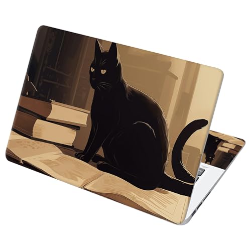 Universal Laptop Skin Sticker with 2 Wrist Pad Decals, 3-Piece Removable Vinyl Laptop Cover, Full Moon Cat Waterproof Anti-Scratch, Easy-Trim Fit for 13.3" 14" 15.6" Laptops - color: Full Moon Cat