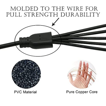 GINTOOYUN DC 5.5mm x 2.1mm Splitter Cable, 1 Female to 5 Male DC Splitter Adapter 12V DC Power Extension Cable for LED Strip Light, CCTV Security Camera 0.7m (1 to 5 Way)