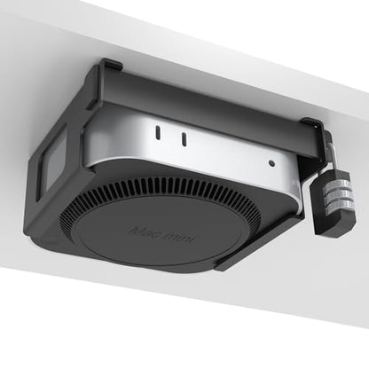 Under Desk Mount for Mac Mini M4/M4 Pro | Anti-Theft Metal Bracket with Password Lock & Protective Padding |VESA-Compatible Hidden Installation (Desk/Monitor)