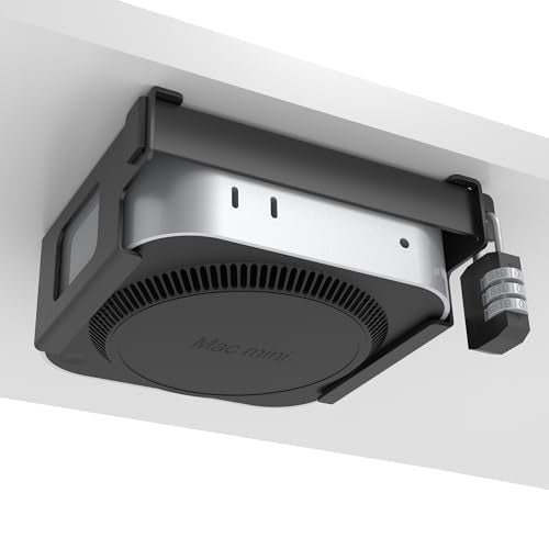 Under Desk Mount for Mac Mini M4/M4 Pro | Anti-Theft Metal Bracket with Password Lock & Protective Padding |VESA-Compatible Hidden Installation (Desk/Monitor)