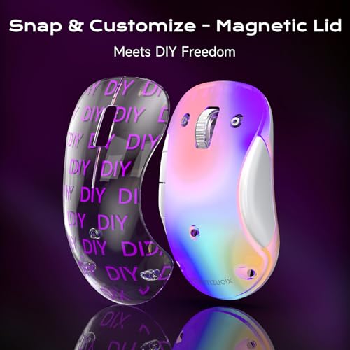 memzuoix 2.4G LED Wireless Mouse, Rechargeable Ergonomic Mouse with Detachable Cover, 1400 DPI Portable Optical Computer Mouse with USB Receiver for Laptop, PC, Desktop and MacBook, 5 Buttons-Purple - color: Purple