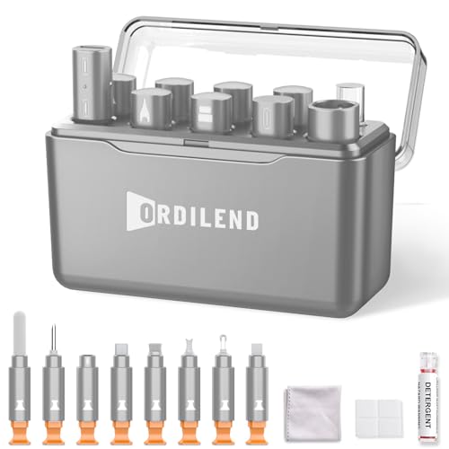 iPhone Cleaning Kit for Charging Port, Cleaner Kit for AirPod Phone, Grey | Multi-Tool, iPhone Cleaner, Repair Lightning Cable USB C Speaker Charger iPad Connector, Compact Portable, with Storage Case - color: Grey