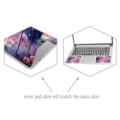 Laptop Decal Sticker Skin Cover, 12" 13.1" 13.3" 14" 15" 15.4" 15.6" Laptop Netbook Vinyl Art Skin Sticker Cover Notebook PC Protector (2 Wrist Pad Included), Removable Reusable, Dreamy Dandelions - color: Dreamy Dandelions